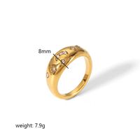 304 Stainless Steel 18K Gold Plated Simple Style Inlay Star Moon Rhinestones Rings main image 6