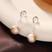 1 Pair Simple Style Round Plating Freshwater Pearl 18k Gold Plated Drop Earrings main image 5