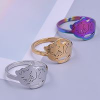 Commute Cat Stainless Steel Plating Gold Plated Rings main image 1