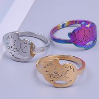 Commute Cat Stainless Steel Plating Gold Plated Rings main image 4