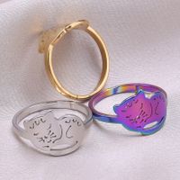Commute Cat Stainless Steel Plating Gold Plated Rings main image 2