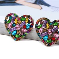1 Pair Simple Style Heart Shape Glass Plating Women's Ear Studs main image 9