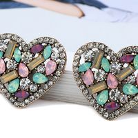 1 Pair Simple Style Heart Shape Glass Plating Women's Ear Studs main image 10