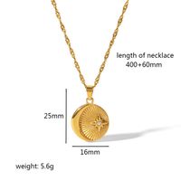 Titanium Steel 18K Gold Plated Simple Style Plating Inlay Star Moon Rhinestones Pendant Necklace main image 3