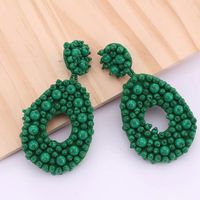 1 Pair Simple Style Solid Color Beaded Seed Bead Drop Earrings sku image 6