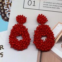1 Pair Simple Style Solid Color Beaded Seed Bead Drop Earrings sku image 4
