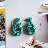 1 Pair Simple Style Solid Color Beaded Seed Bead Drop Earrings sku image 9