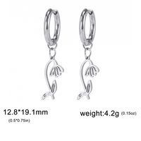 1 Pair Simple Style Flower Plating Stainless Steel Drop Earrings sku image 1