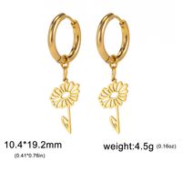 1 Pair Simple Style Flower Plating Stainless Steel Drop Earrings sku image 16