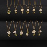 Pastoral Flower Stainless Steel 18k Gold Plated Pendant Necklace In Bulk main image 1