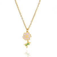 Pastoral Flower Stainless Steel 18k Gold Plated Pendant Necklace In Bulk main image 2