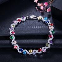 Elegant Cute Sweet Colorful Copper Plating Inlay Gem White Gold Plated Bracelets main image 2