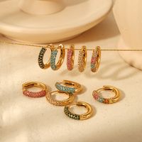 1 Pair Simple Style U Shape Plating Inlay 304 Stainless Steel Zircon Ear Studs main image 1