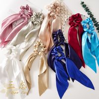 Basic Solid Color Shiny Velvet Ribbon Sequins Hair Tie main image 1