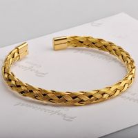 Simple Style Solid Color Stainless Steel Plating Gold Plated Bangle sku image 3