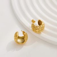 1 Paire Style Simple Rhombe Placage Acier Au Titane Plaqué Or Boucles D'oreilles sku image 1