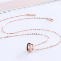 Simple Style Round Stainless Steel Titanium Steel Rose Gold Plated Pendant Necklace In Bulk main image 5