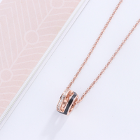Simple Style Round Stainless Steel Titanium Steel Rose Gold Plated Pendant Necklace In Bulk main image 4