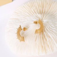 1 Pair Simple Style Solid Color Plating Titanium Steel Gold Plated Ear Studs main image 2