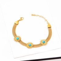 Classic Style Flower Titanium Steel Plating Inlay Turquoise Bracelets Earrings Necklace main image 5