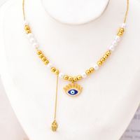 304 Stainless Steel 18K Gold Plated Exaggerated Plating Inlay Eye Artificial Pearls Rhinestones Bracelets Earrings Necklace sku image 3
