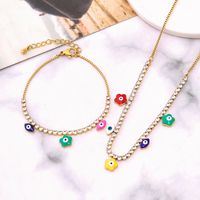 304 Stainless Steel 18K Gold Plated Modern Style Plating Inlay Star Water Droplets Flower Artificial Diamond Bracelets Anklet Necklace main image 1