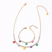 304 Stainless Steel 18K Gold Plated Modern Style Plating Inlay Star Water Droplets Flower Artificial Diamond Bracelets Anklet Necklace main image 4