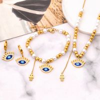 304 Stainless Steel 18K Gold Plated Exaggerated Plating Inlay Eye Artificial Pearls Rhinestones Bracelets Earrings Necklace main image 1