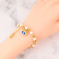 304 Stainless Steel 18K Gold Plated Exaggerated Plating Inlay Eye Artificial Pearls Rhinestones Bracelets Earrings Necklace sku image 2