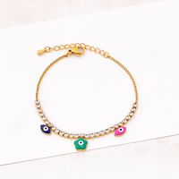 304 Stainless Steel 18K Gold Plated Modern Style Plating Inlay Star Water Droplets Flower Artificial Diamond Bracelets Anklet Necklace sku image 1