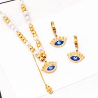 304 Stainless Steel 18K Gold Plated Exaggerated Plating Inlay Eye Artificial Pearls Rhinestones Bracelets Earrings Necklace main image 3
