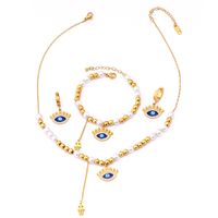 304 Stainless Steel 18K Gold Plated Exaggerated Plating Inlay Eye Artificial Pearls Rhinestones Bracelets Earrings Necklace main image 2