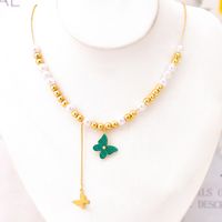 Edelstahl 304 18 Karat Vergoldet Moderner Stil Überzug Schmetterling Acryl Künstliche Perlen Armbänder Ohrringe Halskette sku image 3