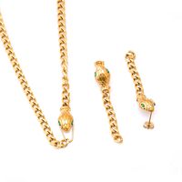 304 Stainless Steel 18K Gold Plated Hip-Hop Plating Inlay Snake Artificial Gemstones Bracelets Earrings Necklace sku image 5