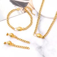 304 Stainless Steel 18K Gold Plated Hip-Hop Plating Inlay Snake Artificial Gemstones Bracelets Earrings Necklace sku image 6
