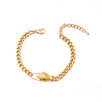 304 Stainless Steel 18K Gold Plated Hip-Hop Plating Inlay Snake Artificial Gemstones Bracelets Earrings Necklace main image 3