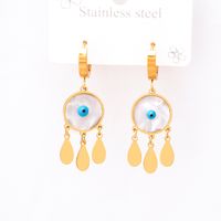 304 Stainless Steel 18K Gold Plated Retro Plating Inlay Eye Crystal Shell Bracelets Earrings Necklace main image 5