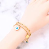 304 Stainless Steel 18K Gold Plated Retro Plating Inlay Eye Crystal Shell Bracelets Earrings Necklace main image 6