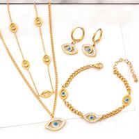 304 Stainless Steel 18K Gold Plated Modern Style Plating Eye Rhinestones Bracelets Earrings Necklace main image 6