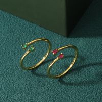 Elegant Solid Color Copper Inlay Zircon Rings main image 1