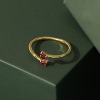 Elegant Solid Color Copper Inlay Zircon Rings main image 3