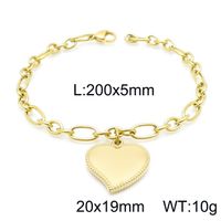 Simple Style Heart Shape Stainless Steel 18K Gold Plated Bracelets In Bulk sku image 4