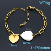 Simple Style Heart Shape Stainless Steel 18K Gold Plated Bracelets In Bulk sku image 9