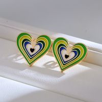 1 Pair Simple Style Heart Shape Enamel Copper Ear Studs sku image 1