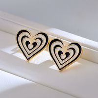 1 Pair Simple Style Heart Shape Enamel Copper Ear Studs sku image 4