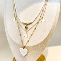 304 Stainless Steel 14K Gold Plated Elegant Romantic Sweet Layered Enamel Plating Pentagram Heart Shape Layered Necklaces sku image 1