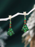 1 Pair Christmas Classic Style Christmas Tree Glass Drop Earrings main image 5
