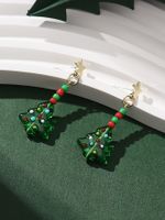 1 Pair Christmas Classic Style Christmas Tree Glass Drop Earrings sku image 2