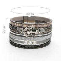 British Style Bc1035 Lucky Tree Magnetic Buckle Pearl Leather Patchwork Women's Bangle main image 2