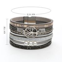 Estilo Británico Bc1035 Árbol De La Suerte Hebilla Magnética De Cuero Perla Labor De Retazos Mujeres Brazalete main image 2